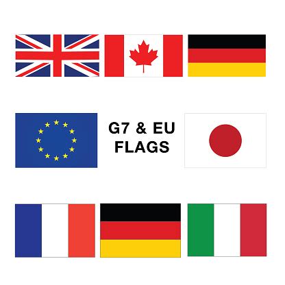 Prime minister boris johnson will gather leaders of g7 nations, the eu and guest countries at the we will use the uk's g7 presidency to unite leading democracies to help the world fight and then. G7 Countries And Eu Flags Stock Illustration - Download ...