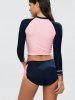 Off High Neck Color Block Long Sleeve Swimsuit Rosegal