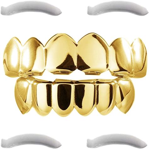 24K Gold Plated Grillz For Mouth Top Bottom Hip Hop Teeth Grills For