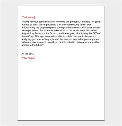 37 Polite Rejection Letter And Email Samples Writing Tips