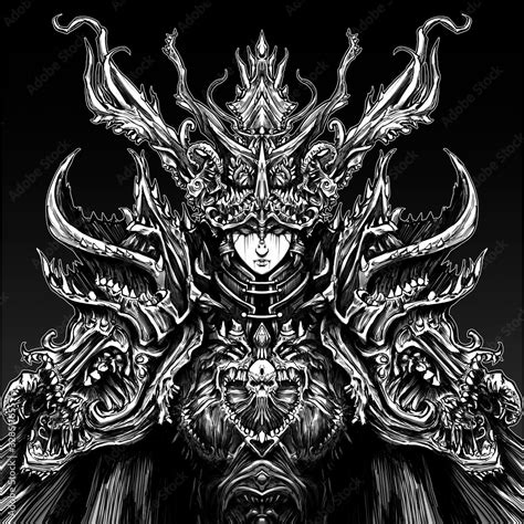 a female priestess a very beautiful girl in a creepy costume with many bones teeth and