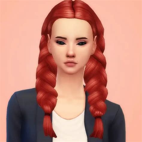 Sims 4 Hairs Babyshell Double Braids Hair Recolored