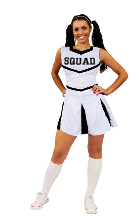 Ladies White Cheerleader Costume I Love Fancy Dress