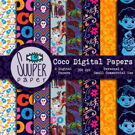 Coco Digital Papers 8 Designs 12x12in 30x30 Cm Ready To Etsy