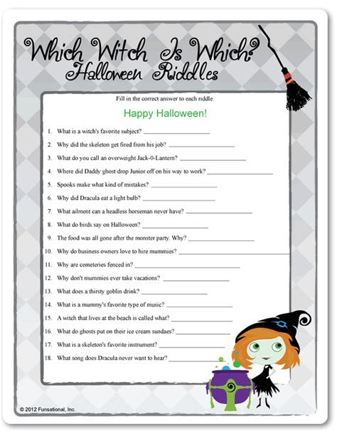 Printable Halloween Riddles With Answers Printable Word Searches