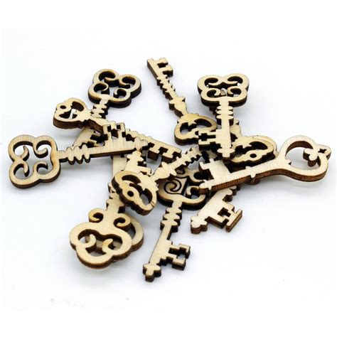 Wooden Craft Key Design Small Size 12pcs