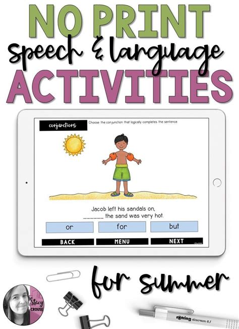 Summer Speech Therapy Activities Digital Pdf For Language And
