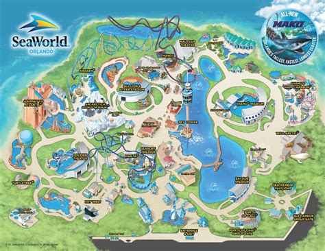 Theme Park And Attractions Map Seaworld Orlando Orlando Map Theme
