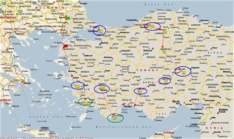 Cliccare per favore sui settori divisi sulla cartina stradale per visualizzare quella zona. Turchia Mappa Turistica