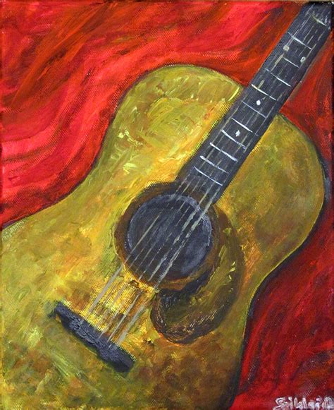 Guitar Acrylic Painting On Canvas Painting By Dez Sziklai