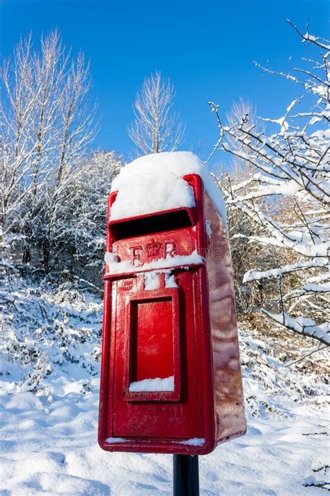 British Red Post Box Winter Snow Stock Photos Free And Royalty Free