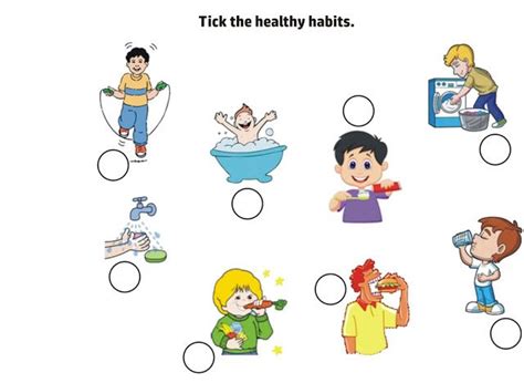 Worksheets Tick The Healthy Habits Worksheet For Nursery Class
