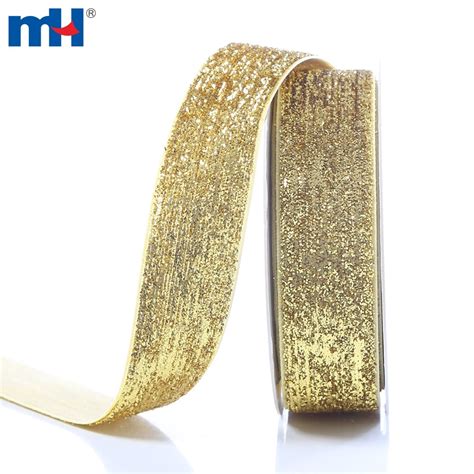 25mm Wide Gold Glitter Velvet Ribbon Embellisment