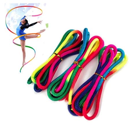 Sports Gym Rainbow Color Rhythmic Gymnastics Rope Solid Competition