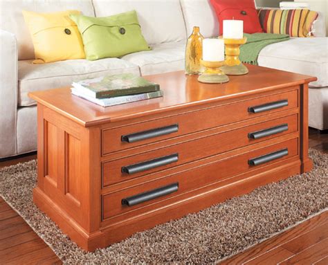 Rustic x coffee table is a fantastic free table plan that possibly builds you a beautiful and wonderful rustic coffee table that is the wind to build. Three-Drawer Coffee Table | Woodworking Project ...