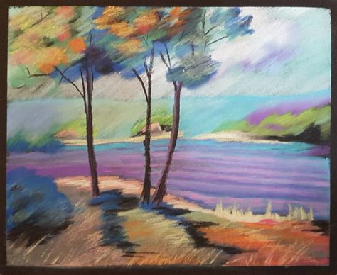 Original Pastel Painting Lavender Fields Landscape Soft Pastel Etsy