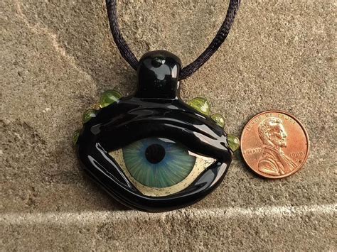 Detailed Glass Eye Pendant Unique Necklace Glass Art