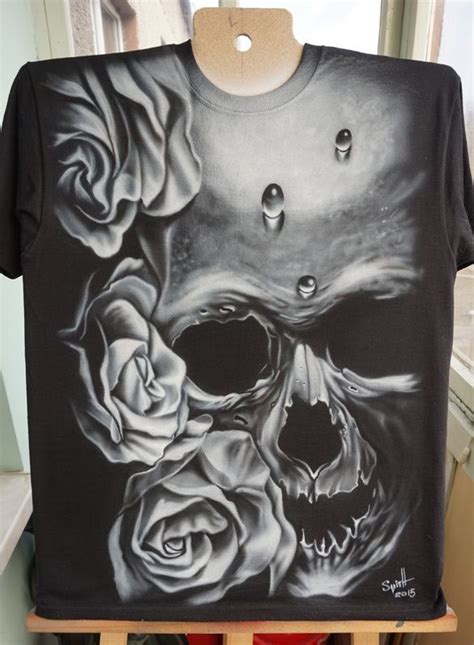 Scull And Roses Airbrushed T Shirt Airbrush T Shirts Airbrush Art