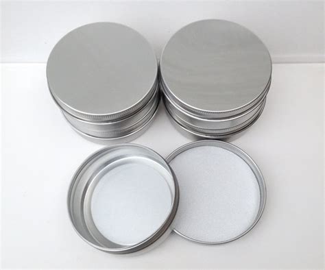 Small Metal Tins Round Tin Box 100ml Screw Lidded Aluminium Etsy