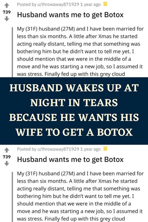 Husband Wakes Up At Night In Tears Because He Wants His Wife To Get A