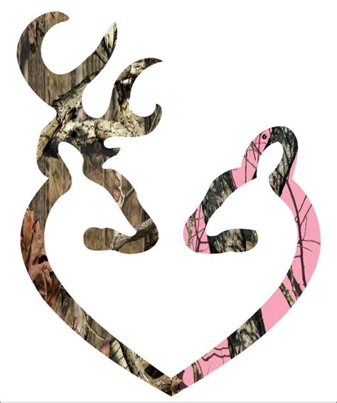 Browning Style Camo And Pink Camo Love Heart Shaped Deer Buck