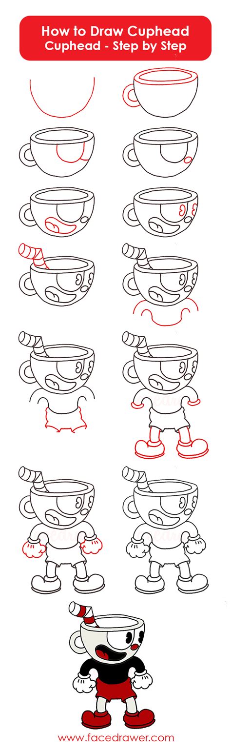 Cuphead Drawing Lesson How To Draw Cuphead In 13 Easy Steps Video Game