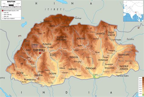 Political Map Of Bhutan Ezilon Maps