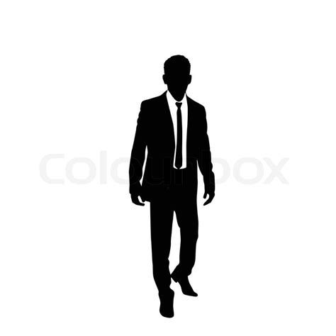 Vector Business Man Black Silhouette Walk Step Forward Full Length Over