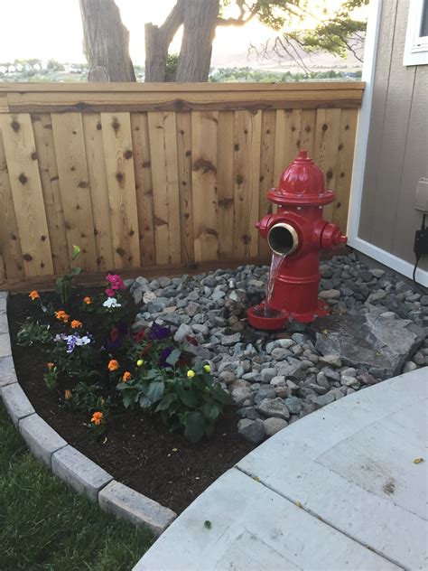 If you already have an outdoor faucet, that's just basically all you need. Fire hydrant water fountain | Backyard dog area, Diy water ...