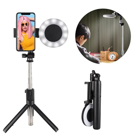 Selfie Stick Tripod With Ring Light 28 Extendable Selfie Stick With