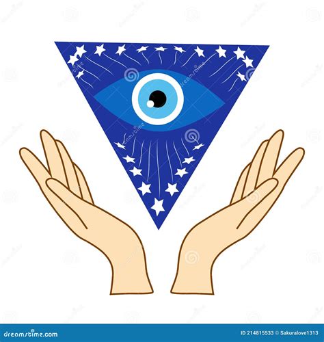Illustration Of Mystical Goddess Handsevil Eye Celestial Symbols Of