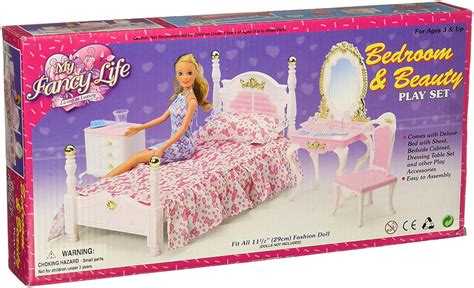 My Fancy Life Barbie Size Dollhouse Furniture Bed Room And Beauty Play