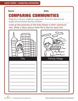 Our free social studies worksheets are great for everybody! Comparing Communities | Worksheet | Education.com