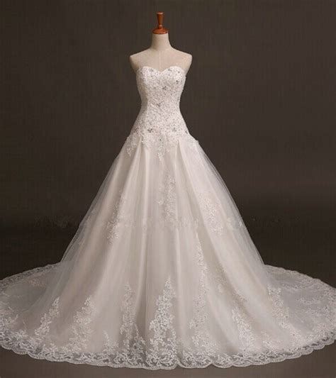 classic ball gown sweetheart tulle lace beaded corset wedding dress