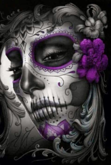 Purple Skull Girl Tattoo Sugar Skull Tattoos Skull Art