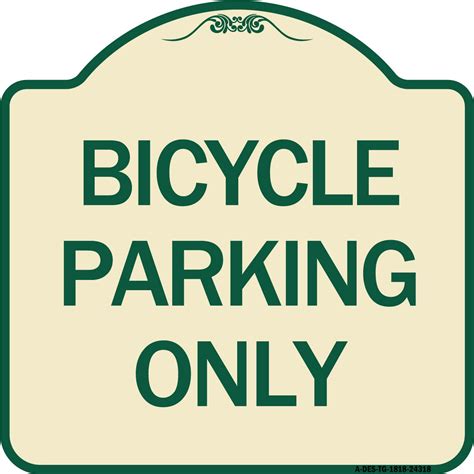 Signmission Designer Series Sign Bicycle Parking Only Tan And Green