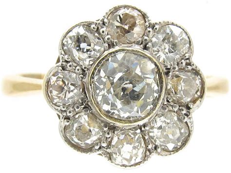 Edwardian Daisy Diamond Cluster Ring The Antique Jewellery Company