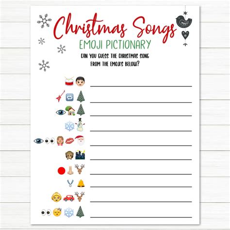 Christmas Songs Emoji Pictionary Printable Christmas Game Etsy
