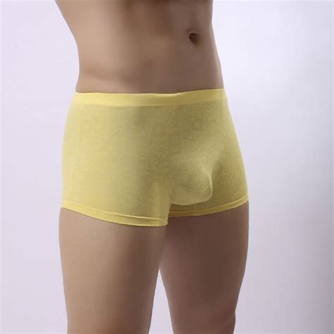 Buy Sexy Men Plus U Convex Pouch Size Lace Shiny Transparen Boxer Seamless