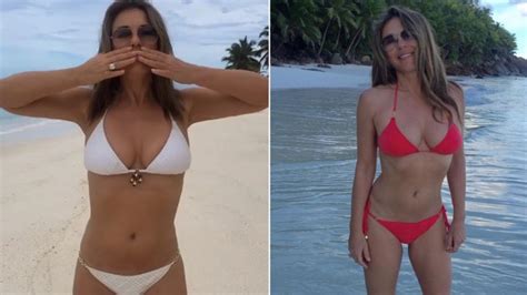 Life S A Beach Liz Hurley 51 Shows Off Her Incredible Bikini Body In Sexy Holiday Snap