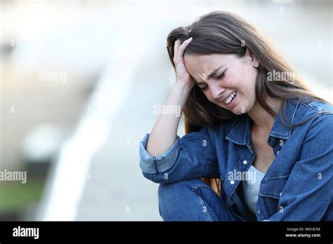 Sad Woman Crying And Complaining In The Street Stock Photo Alamy