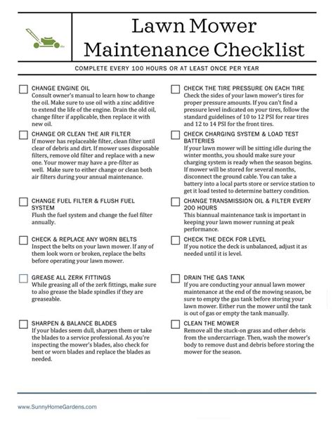 16 Simple Tips For Lawn Mower Maintenance ~ Free Printable Checklist