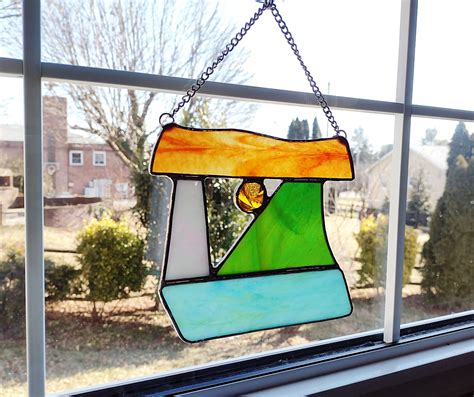 Abstract Stained Glass Suncatcher Abstract Art Modern Art Etsy