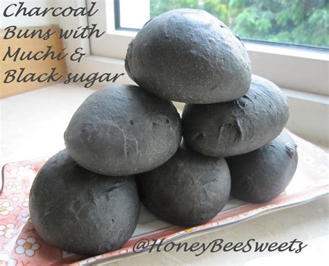 Honey Bee Sweets Charcoal Buns With Mochi And Black Sugar