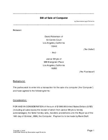 This lease creates a farm lease agreement. Free Computer Bill of Sale (South Africa) - Legal ...