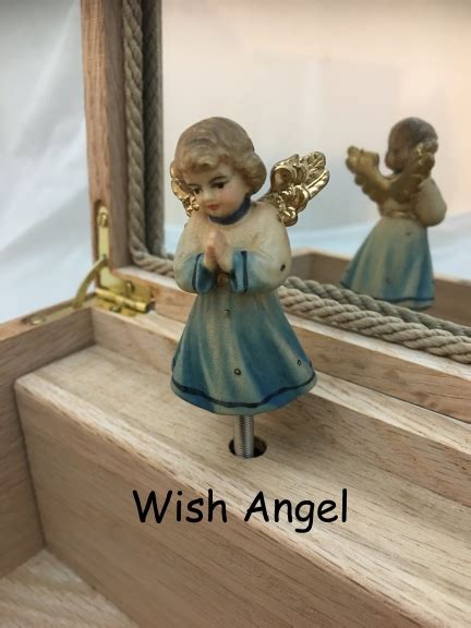 Solid Oak Wood Music Boxes With Carved Wooden Angel Figurine Inside