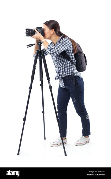 Woman Photographer At Work Stock Photo Alamy