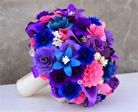 Purple Pink And Blue Wedding Bouquets Corsages And
