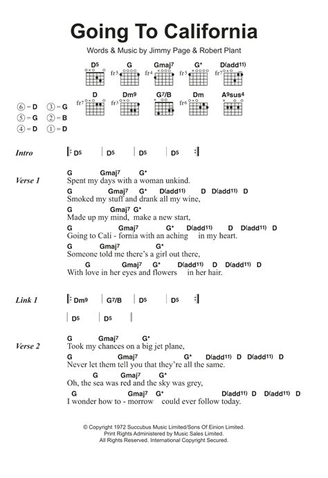 Going To California By Led Zeppelin Guitar Chordslyrics Guitar