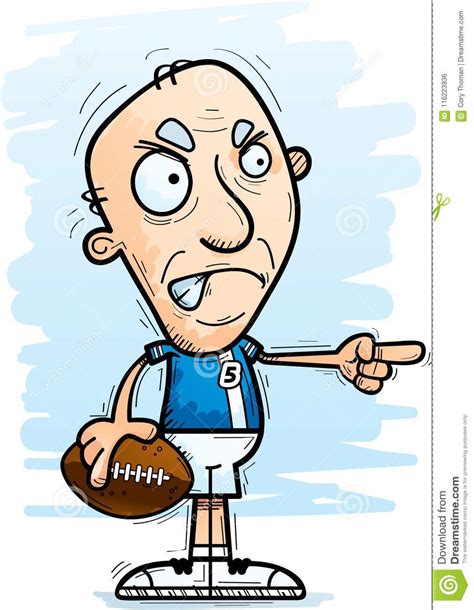 Angry Cartoon Senior Football Player Stock Vector